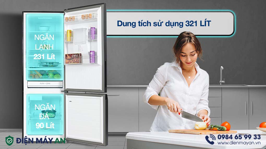 Tủ Lạnh Toshiba Inverter 321 Lít GR-RB405WEA-PMV(06)-MG - dung tích sử dụng